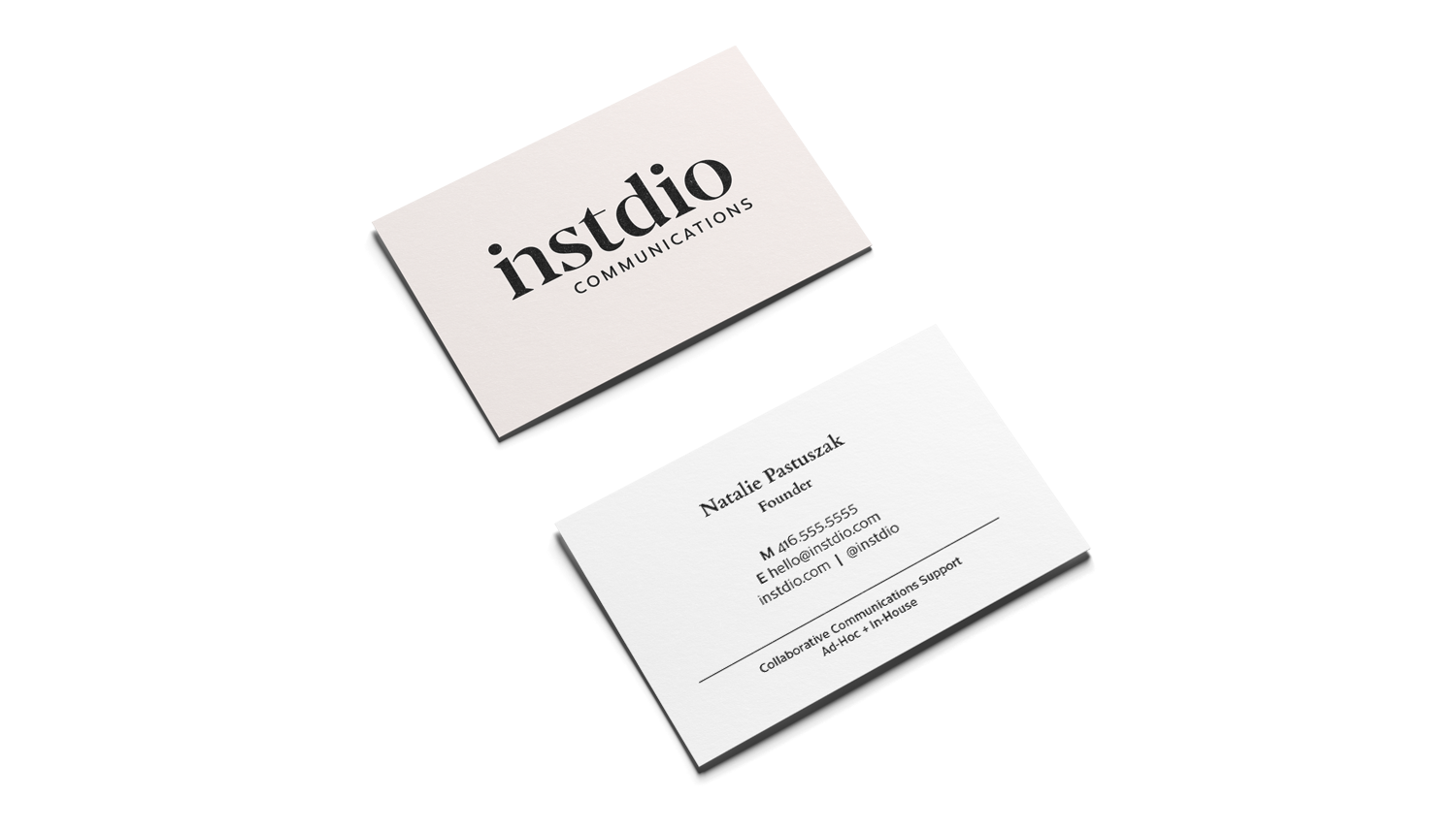 Front and back of an Instudio business card