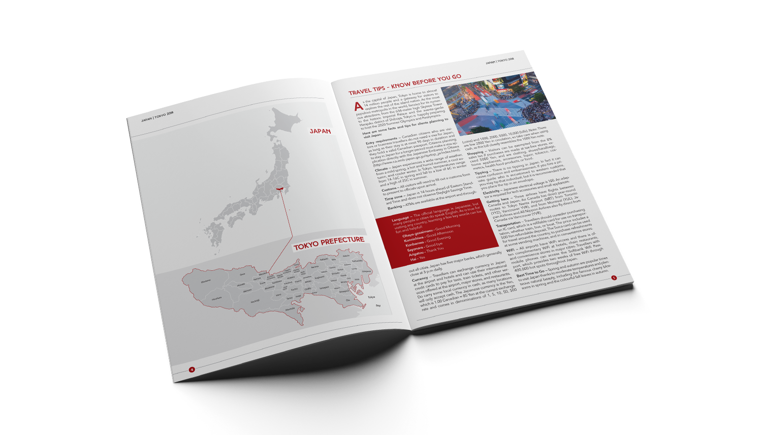 Map and introduction to Japan / Tokyo 2018 tourism guide magazine.