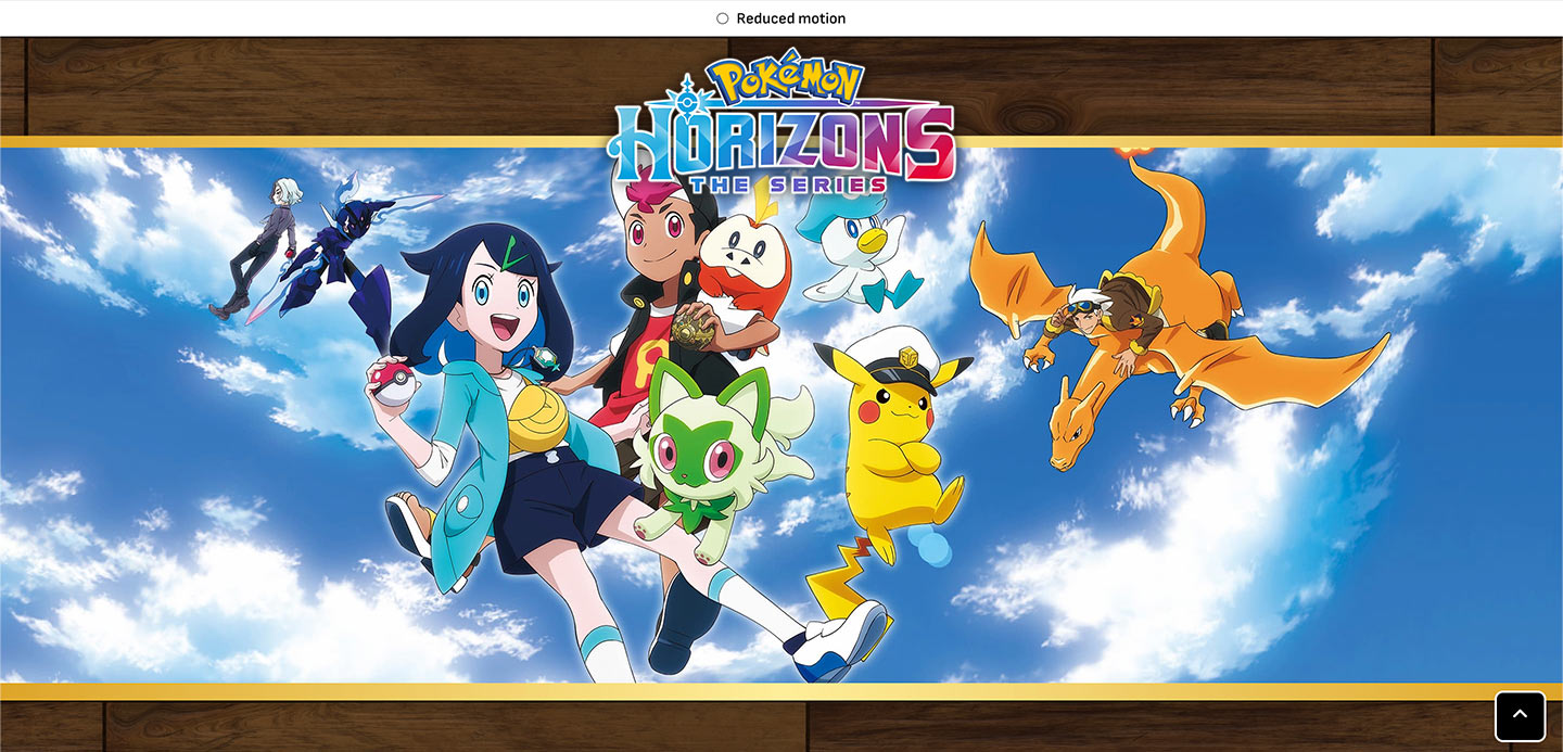Preview of Pokemon Horizons website.