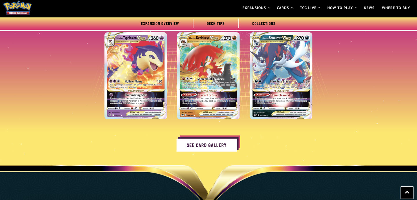 Preview of the Pokemon Trading Card Game Astral Radiance expansion gallery portal.
