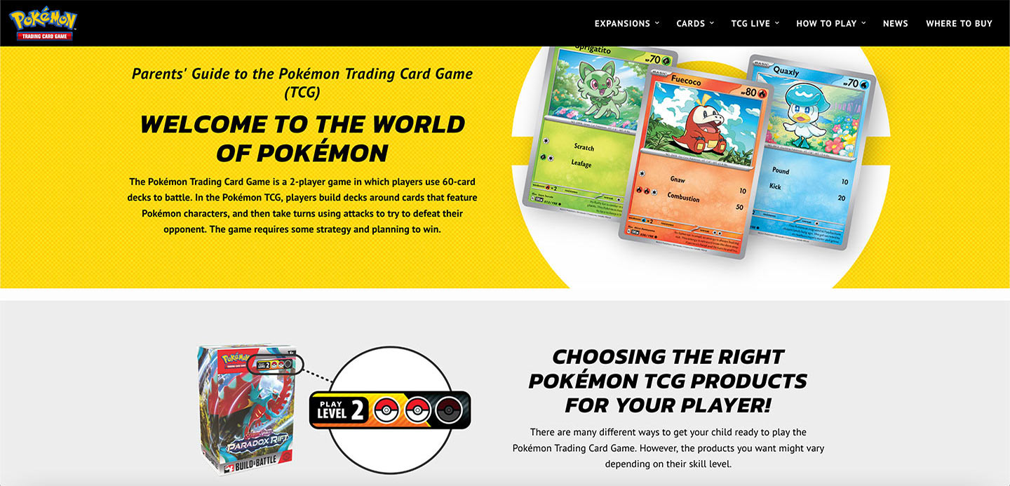 Preview of Pokemon Trading Card Game Parents Guide page.